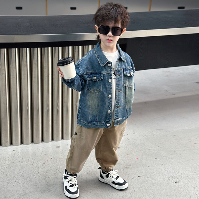 男童牛仔外套春秋款外套2024新款儿童秋装男孩酷帅中小童秋季