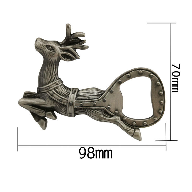 Spot Metal Elk Bottle Opener Creative Antique Style Zinc Alloy Three-Dimensional Animal Beer Bottle Lifting Device Support Customization