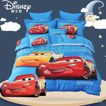 迪士尼儿童四件套纯棉全棉男孩男童被套床单三件套床上用品卡通男