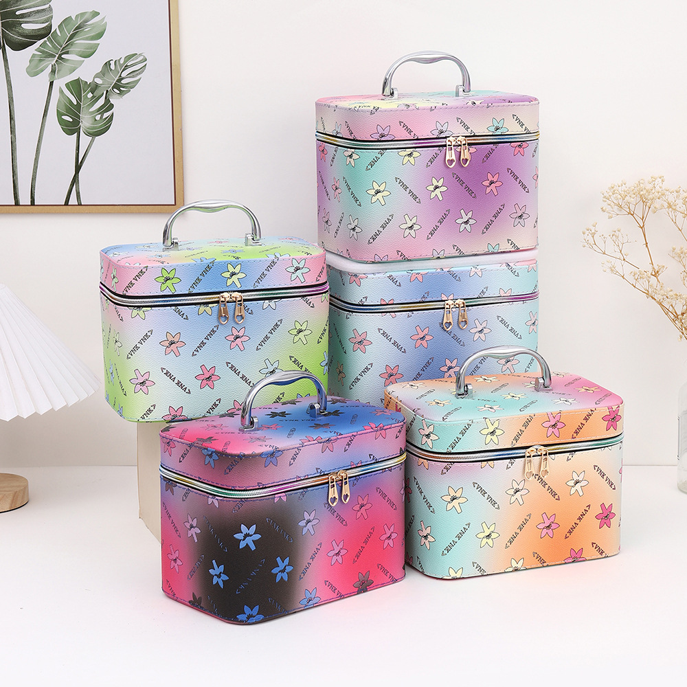 SOURCE Factory Wholesale Cosmetic Case Large Capacity Multifunctional Pu Simple Travel Cosmetics Tool Box Portable