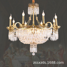 法式轻奢全铜水晶吊灯欧式别墅客厅餐厅卧室奢华大气纯铜创意灯具