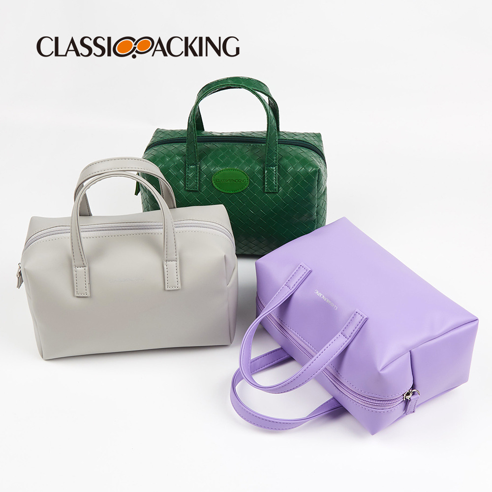 Simple Large Capacity Women's Handbag Waterproof Pu Material Cosmetic Storage Bag Multifunctional Portable Cosmetic Bag