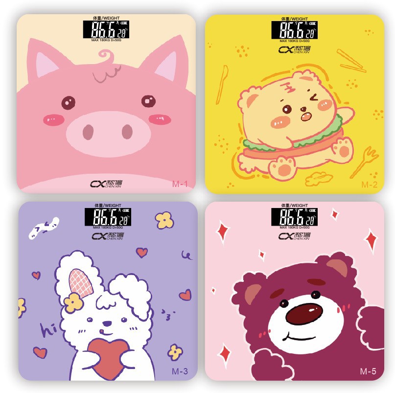 body scale cartoon weighing scale wholesale electronic scale weight foreign trade scale square tempered glass factory direct sales