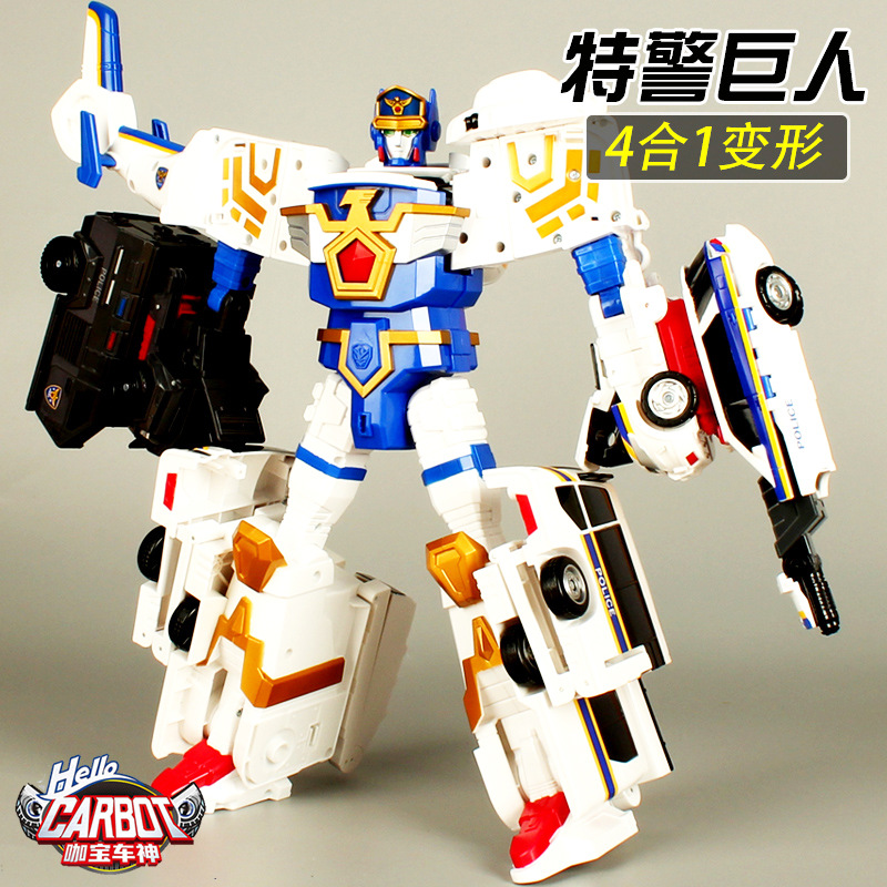 正版特警巨人咖宝车神变形玩具儿童汽车机器人车手五合体男孩