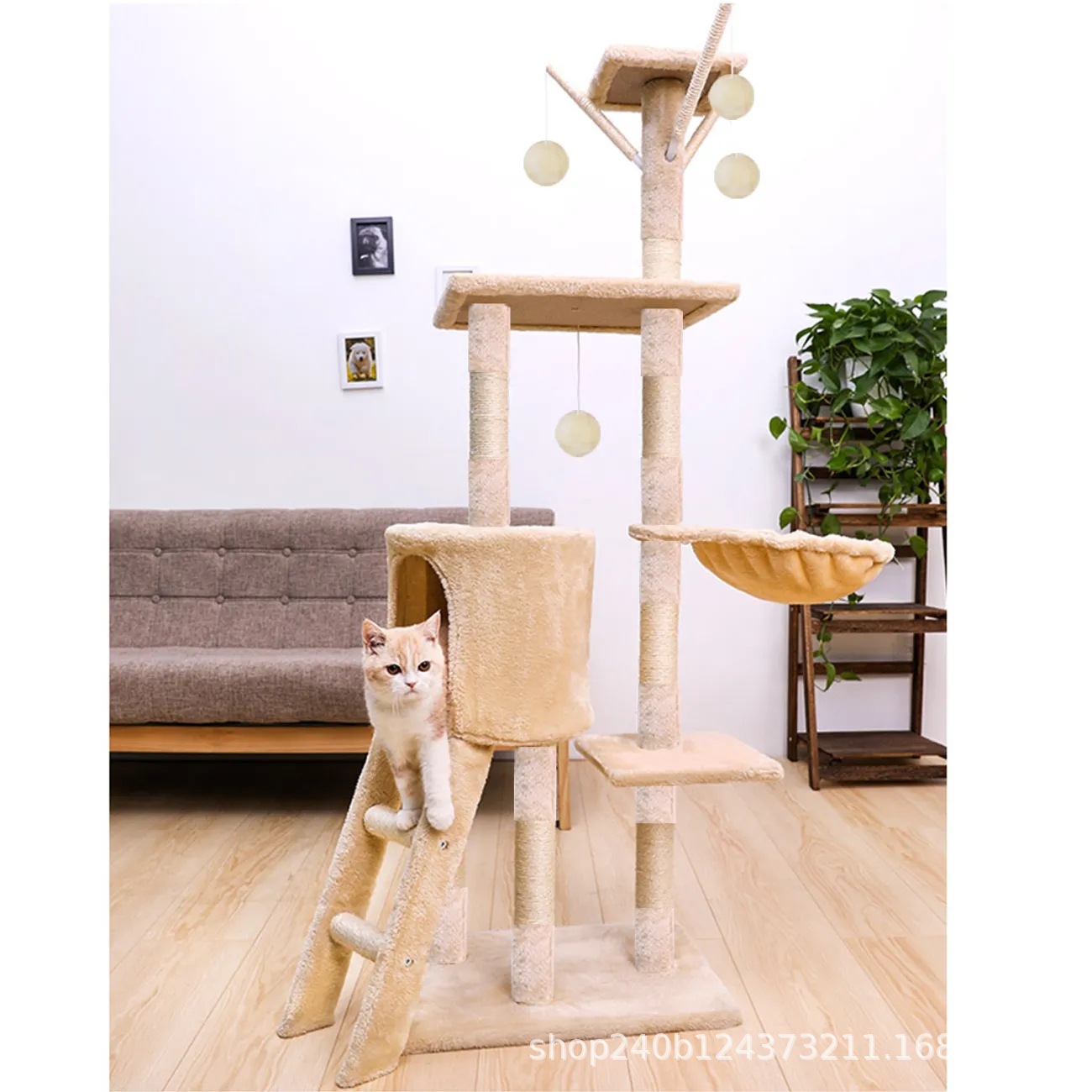 Cat Climbing Frame Integrated Cat Nest Cat Tree Tower Cat Rack Large Sisal Toy Jumping Platform Cat Supplies Foreign Trade Wholesale