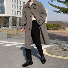 MYQ高级感毛呢子H型大衣男冬季夹棉外套韩版宽松中长款保暖风衣