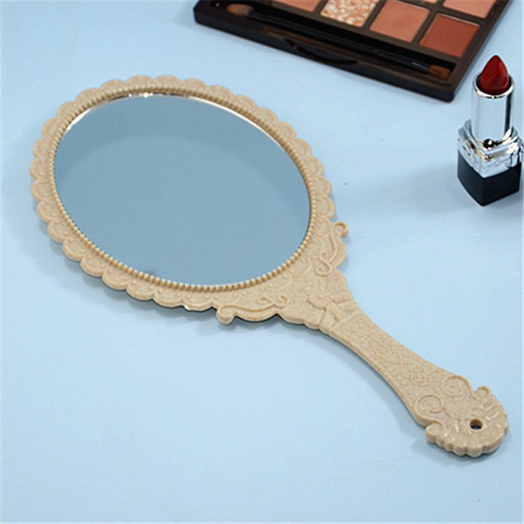 Yiwu Foreign Trade Beauty Hand-Held Makeup Mirror Retro Portable Portable Mirror with a Floral Border Hand-Held Hand-Held Mirror