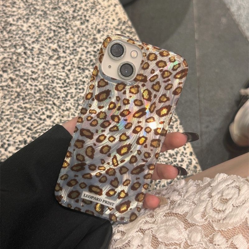 ins小众辣妹羽纱棕色豹纹15pro高级13适用14苹果11潮酷12手机壳15