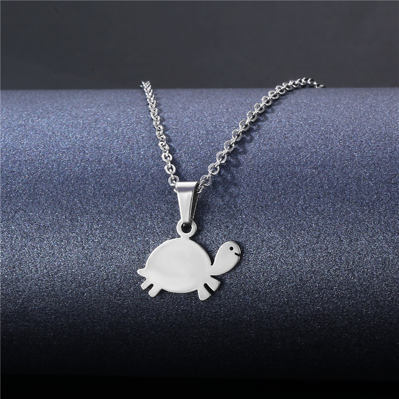 Titanium Steel Turtle Pendant Female Cross-Border European and American Ornament Stainless Steel Hollow Marine Animal Turtle Necklace Customizable