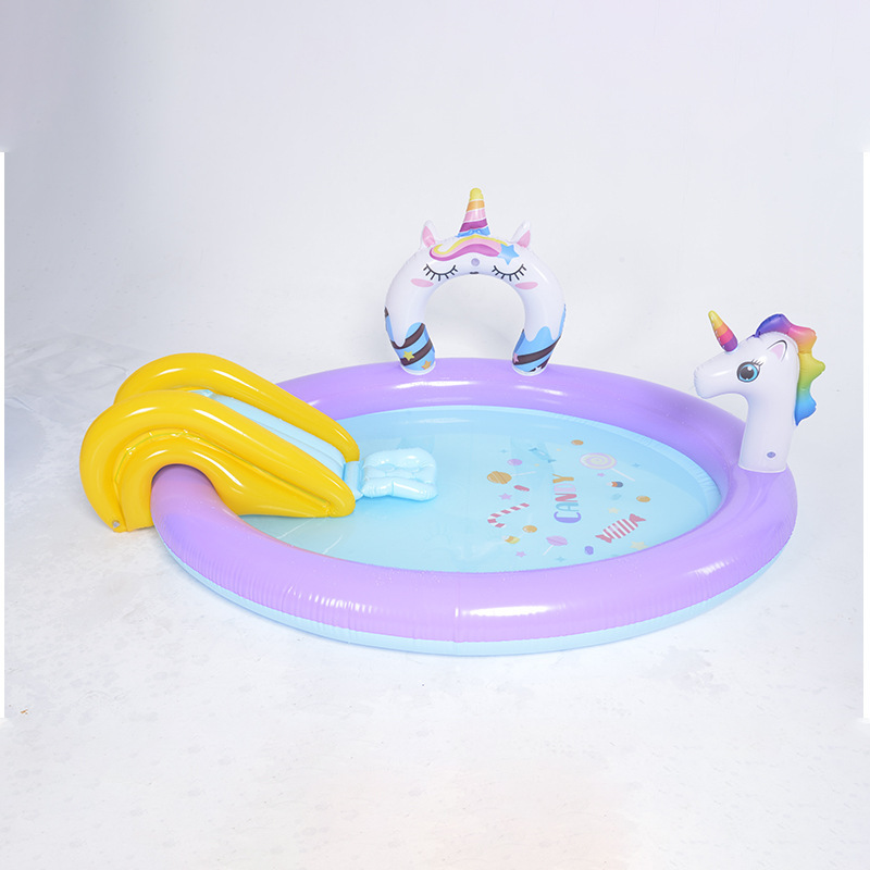 家用大号卡通动物戏水池喷水充气游泳池戏水玩具池滑梯水池游泳池