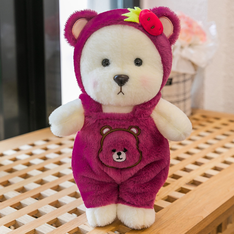 Cute Shapeshift Little Bear Doll Plush Toy Net Red Strawberry Bear Girls' Gifts Children's Pillow Ragdoll Wholesale