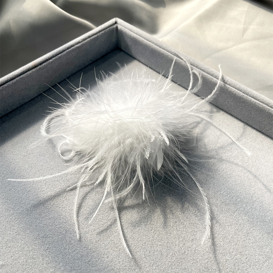 Suqi Fashion Vintage Party Dress Brooch Pin Natural Feather Ostrich Feather Christmas Brooch