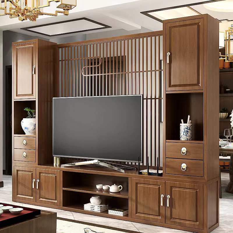 电视柜屏风中式屏风隔断客厅家用入户玄关挡煞置物架电视酒店