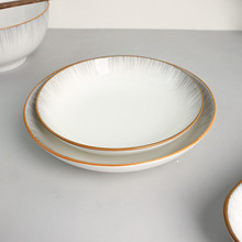 家用陶瓷碟子8寸餐盘时尚简约款釉下彩餐具盘子鱼盘餐盘汤盘方盘