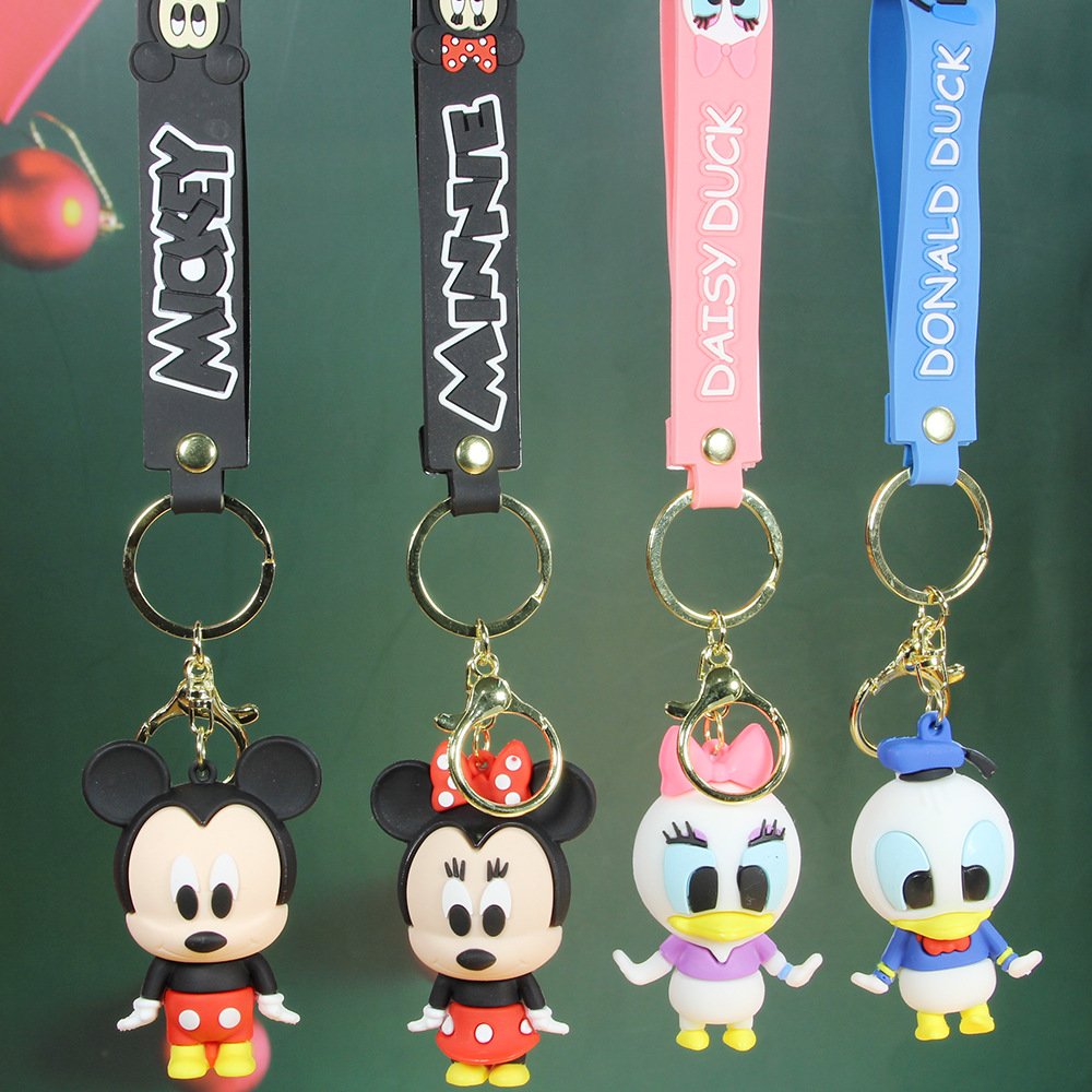 Classic Mickey Keychain Pendant PVC Figurine Key Chain Small Gift Ins Silicone Minnie Pendant Ornaments for Couple Wholesale