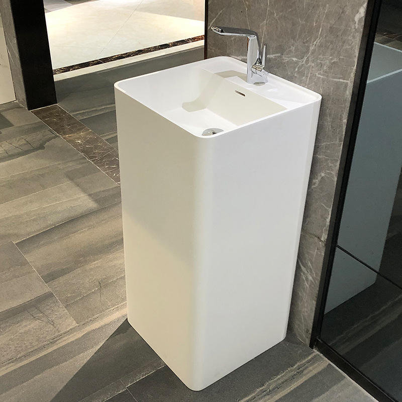 人造石方形立柱盆现代建议一体成型户外洗手盆酒店家用工程柱盆