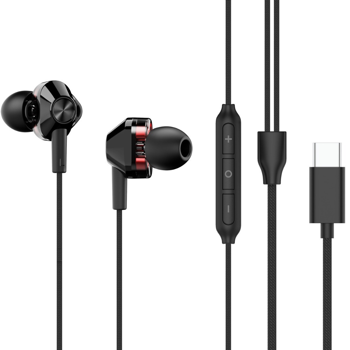 hifi双圈双铁有线耳机带usb c数字芯片type-c接头符合reach和rohs