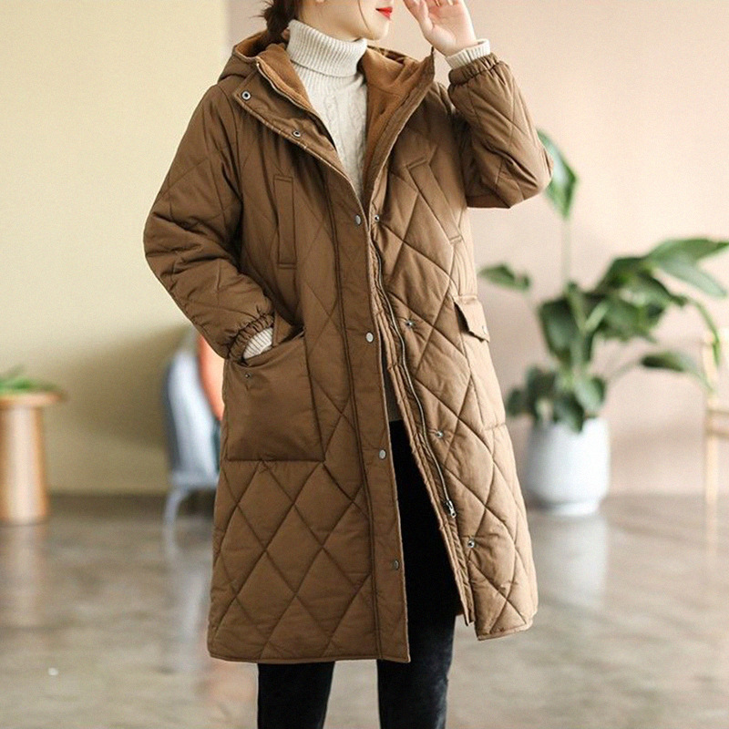 清仓处理特价品牌棉服女中长款过膝连帽加绒外套夹棉加厚棉衣