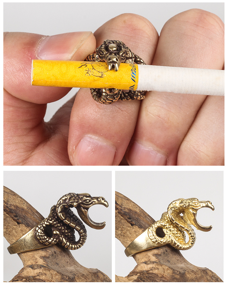 美杜莎蛇型戒指烟托创意个性烟架男士抽烟车载嘻哈戒指多功能