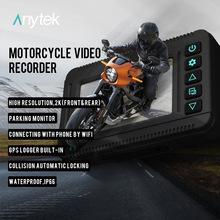 跨境ANYTEK摩托车记录仪高清双2K手机WIFI互联GP行车轨迹停车监控