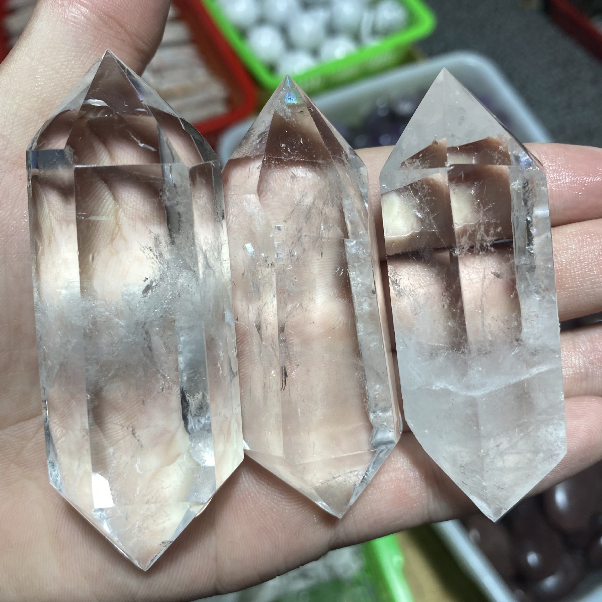 天然高品质水晶柱白水晶双尖柱 水晶柱摆件 双尖六棱柱品质保证