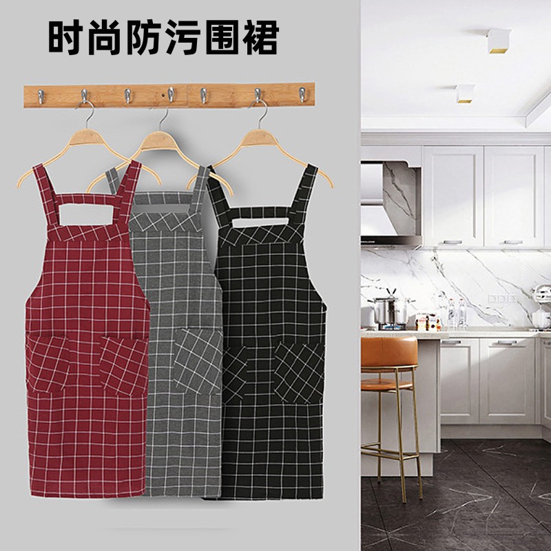家用围裙纯棉女棉麻粗布罩衣厨房防水透气包衣围衣老粗布上衣