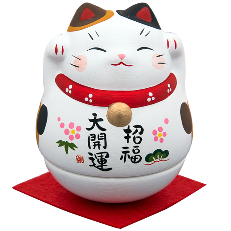 清仓特价创意家居摆设 韩国可爱招财猫筷子架陶瓷筷托 六件套装