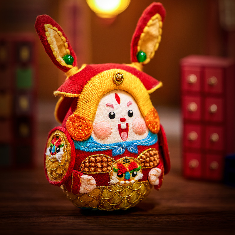 手工刺绣diy材料包兔爷布偶玩偶制作缝制自缝公仔礼物情侣