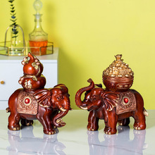 创意树脂大象摆件一对大象摆件中式家居客厅电视柜乔迁礼物装饰品