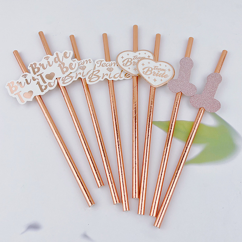 Cross-Border Spot Supply Bachelor Party Wedding Party Drink Decoration Straw Creative Matching Degradable Paper Sucker