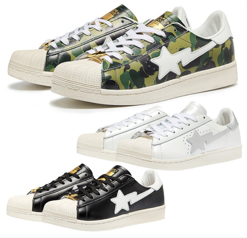 正品bape goose sta猿人头贝壳头板鞋女鞋男鞋新款低帮皮面小白鞋
