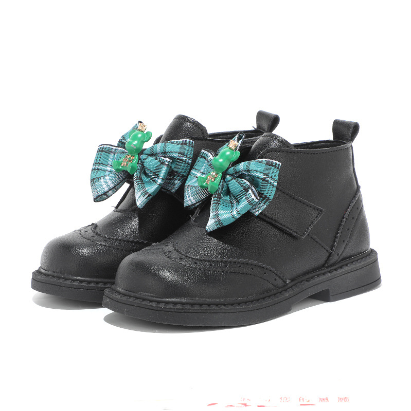 女童靴子2023新款春季软底真皮女宝宝马丁靴儿童单靴女中大童短靴