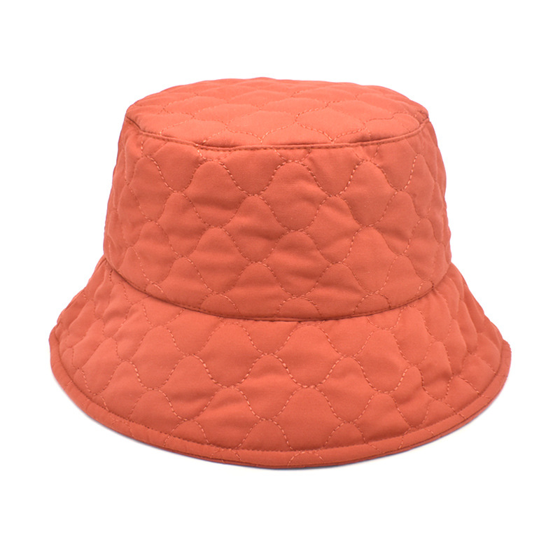 New Autumn and Winter down Cotton Rhombus Bucket Hat Men's and Women's Same Warm Korean Style Fashion Bucket Hat Net Red Face Small