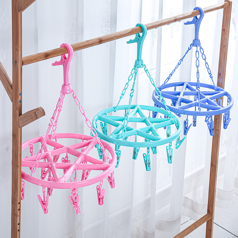Plastic Adult Windproof Clothes Hanger Thickened Underwear Socks Clothespin Household Children Drying Rack Hook Clip