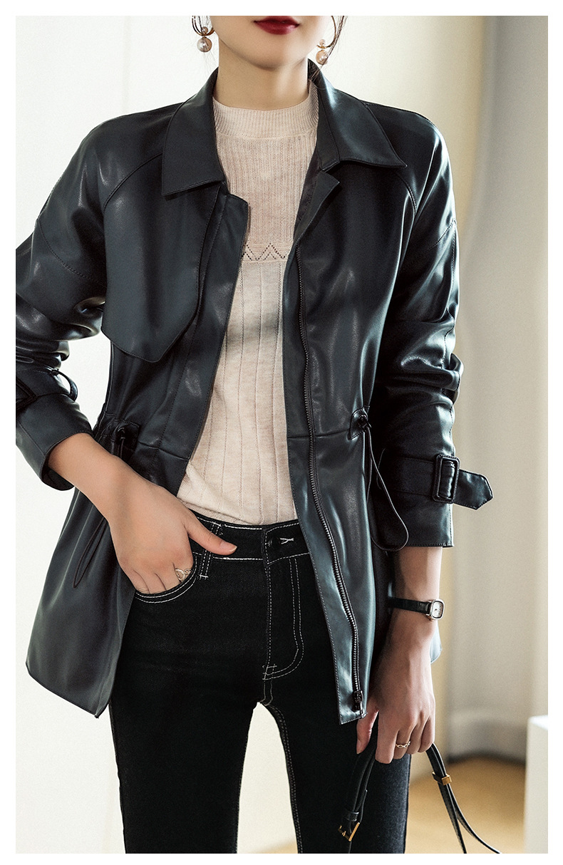 皮衣外套女2021年春秋新款国际大牌时尚中长款港风机车款夹克上衣