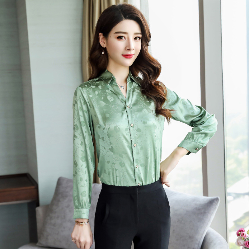 真丝衬衫女长袖2021新款洋气时尚桑蚕丝衬衣职业气质百搭小衫上衣