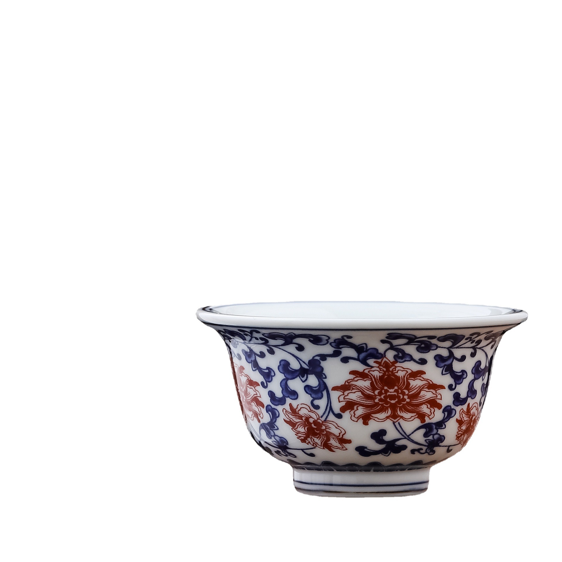 青花釉里红主人杯中式复古品茗杯直网红水缸杯直播同款家用大茶杯