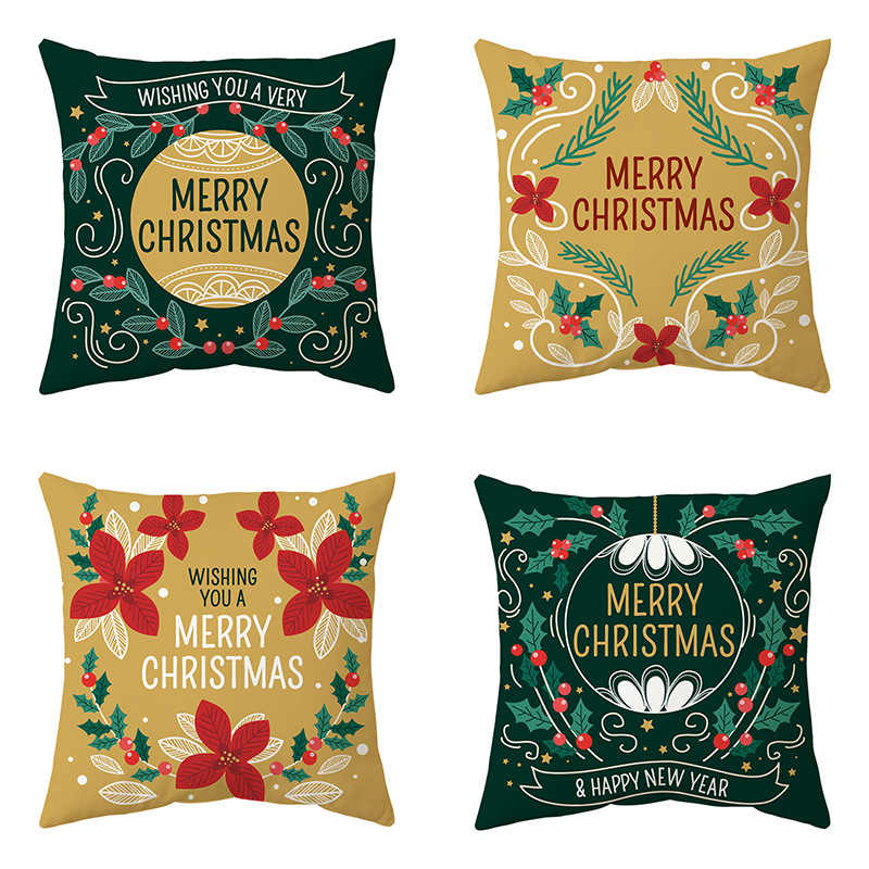 Amazon Hot Home Pillow Cover Christmas Series Simple Holiday Decoration Wholesale Couch Pillow Cushion Cover