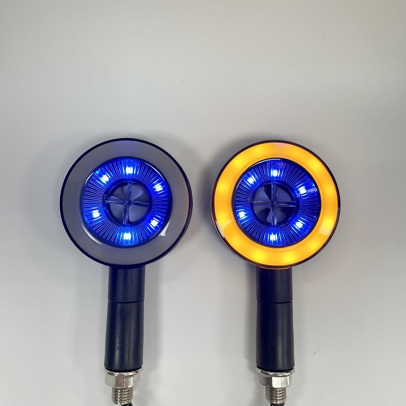 工厂货源摩托车小牛009雅迪深远电动车流水旋转模式led圆形转向灯