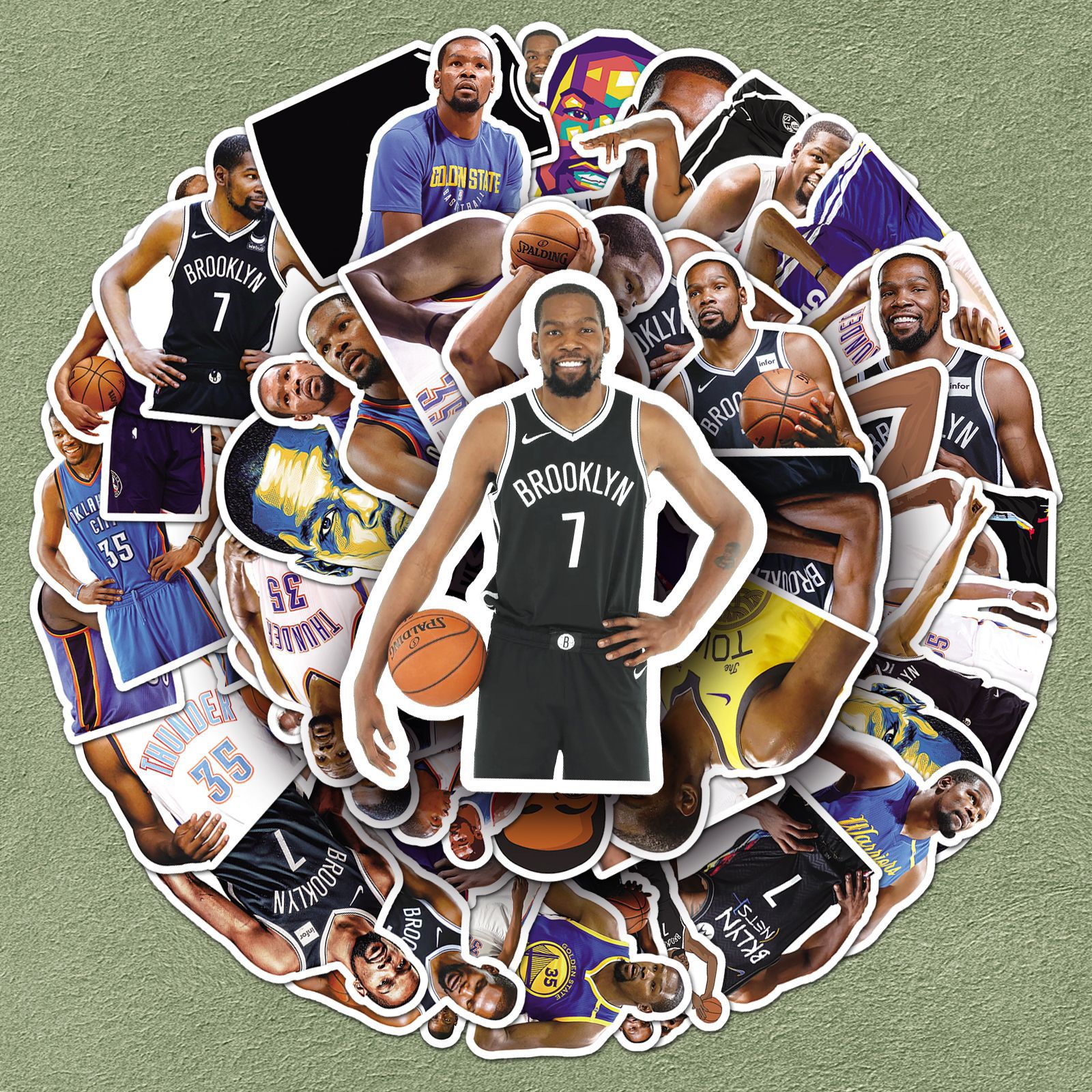 50张杜兰特贴纸nba篮球球星体育周边涂鸦手账装饰手机壳防水贴画