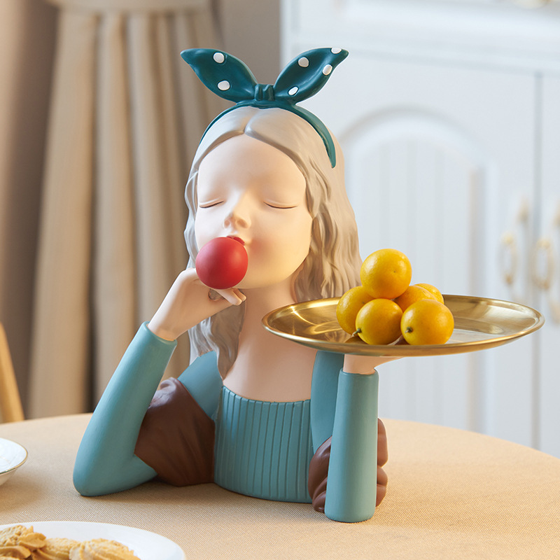 泡泡女孩轻奢玄关入户放钥匙的收纳托盘摆件家居门口乔迁新居礼物