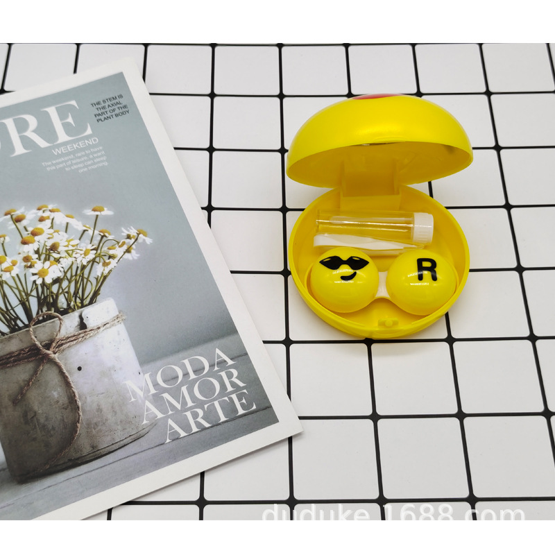 卡通表情包歪嘴酷脸隐形眼镜盒个性另类美瞳盒伴侣盒双联盒批发