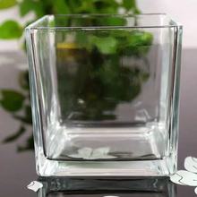 简约加厚方形水培玻璃花盆绿萝台面玻璃花瓶玻璃鱼缸摆件郁金香盆