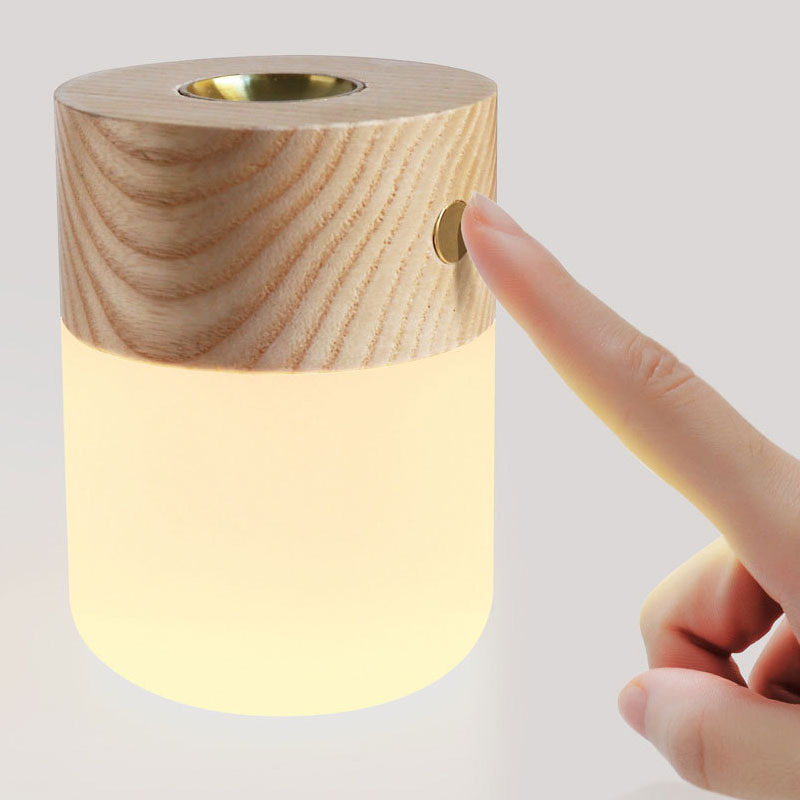 Black Walnut USB Charging Aromatherapy Sleep Light Smart Log Temperature Control Fashion Atmosphere Home Led Small Night Lamp