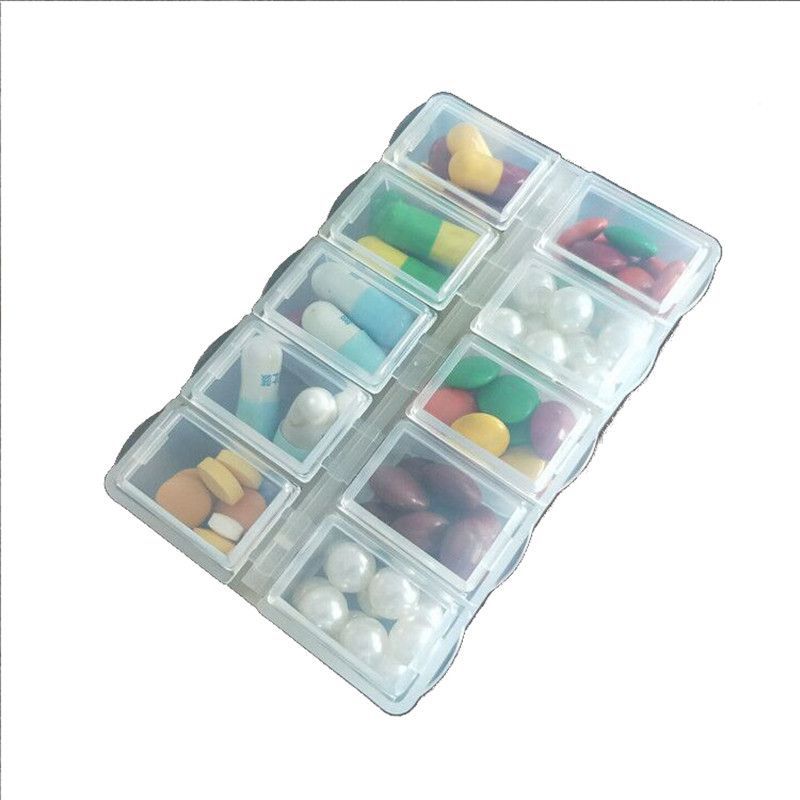 分装单格小药盒迷你旅行随身药盒子便携式分药盒10格单盖透明药盒