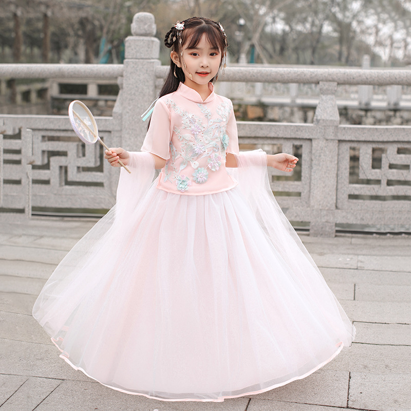 古风女童庆典礼服改良古装襦裙两件套小女孩超仙唐装甜美公主裙