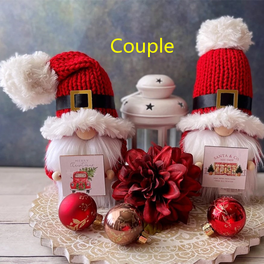 2024 Cross-Border Faceless Doll Knitted Plush Red Dwarf Doll Four Seasons Christmas Figurine Doll Ornaments
