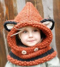 儿童帽子秋冬新款狐狸披肩帽 宝宝围脖婴儿童连帽帽子