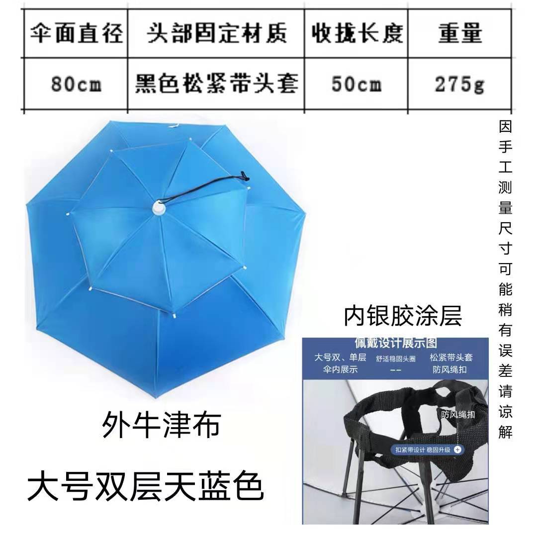 [Factory Direct Supply] Umbrella Cap Umbrella Worn on the Head Double-Layer Breathable Umbrella Hat Umbrella Travel