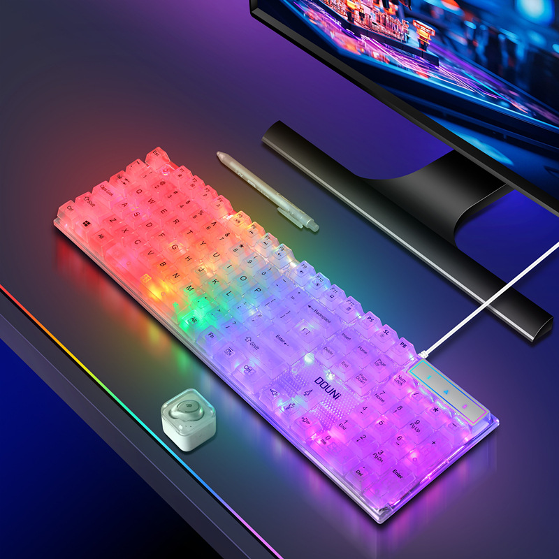 Transparent Keyboard RGB Rainbow Luminous Machinery Feel Laptop Desktop Computer Game Office Universal 2024 New